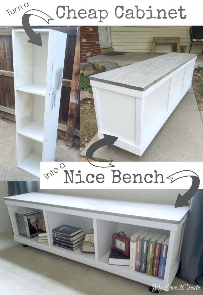 Cheap Cabinet Into Nice Bench