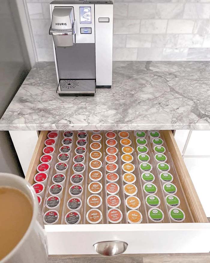 Coffee Moves to its Own Drawer #kitchen #hacks #organization #decorhomeideas