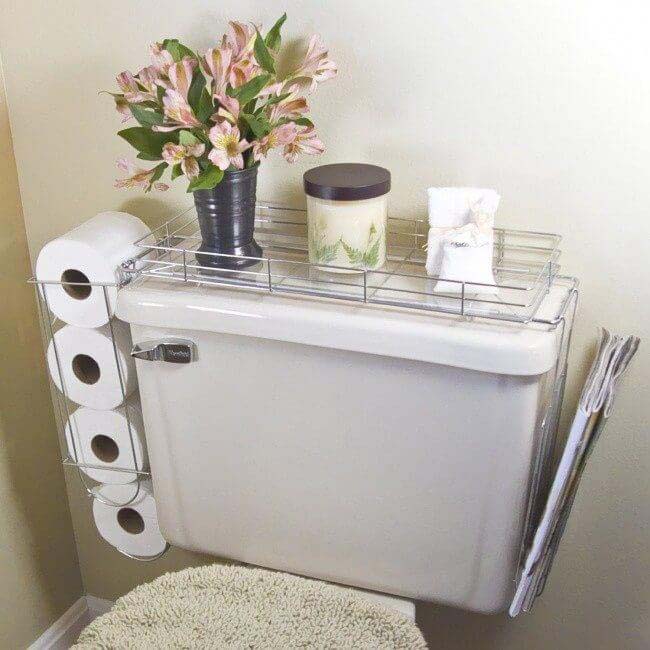 Commode Shelf Keeps the Necessities Close By #storage #organization #decorhomeideas