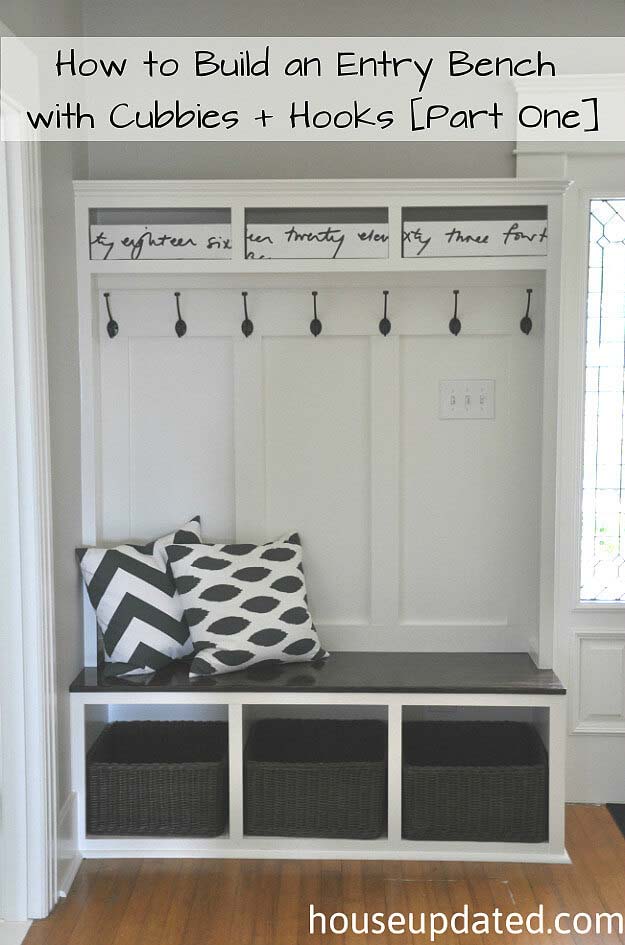 Diy Entryway Bench Project Ideas, Small Entryway Bench With Storage And Hooks