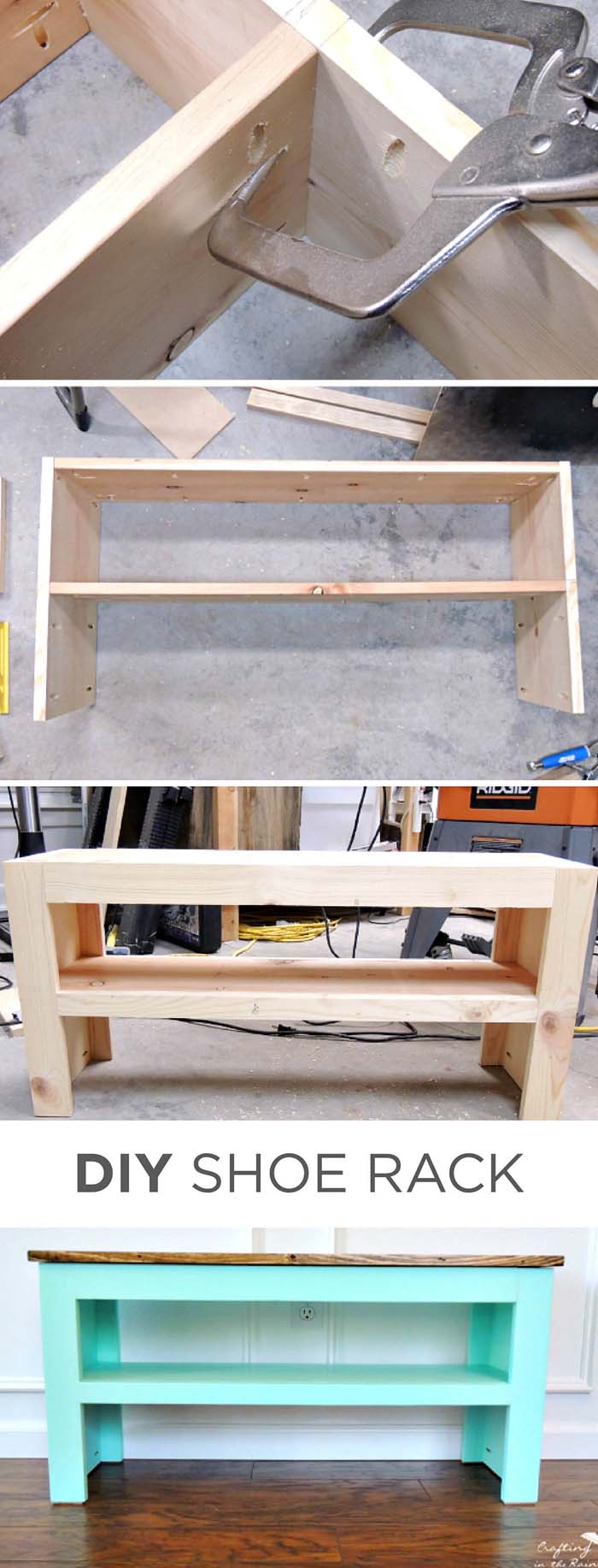 DIY Entryway Shoe Rack and Bench #entrywaybench #diy #decorhomeideas