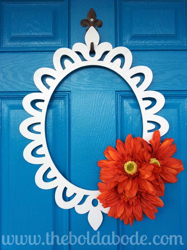 DIY Gerber Daisy Framed Art Wreath #springwreath #diy #decorhomeideas