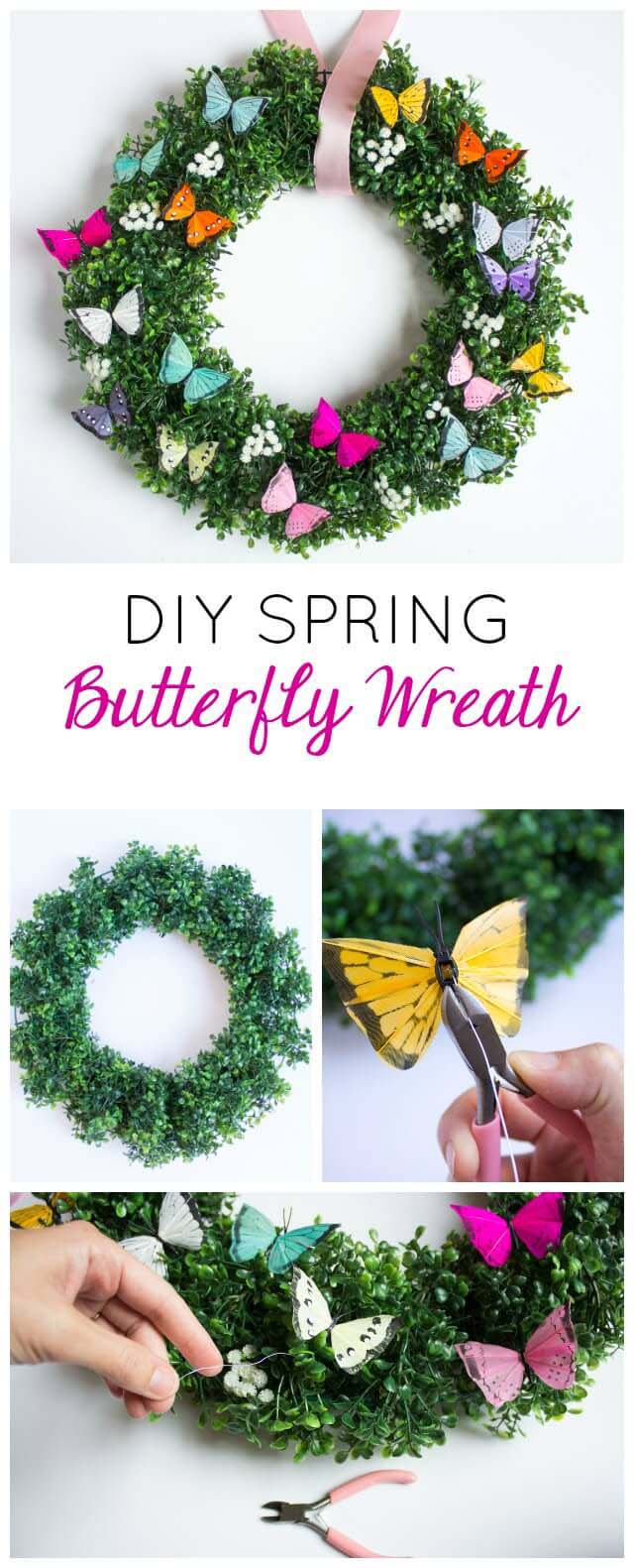 DIY Spring Wreaths with Colorful Butterflies #springwreath #diy #decorhomeideas