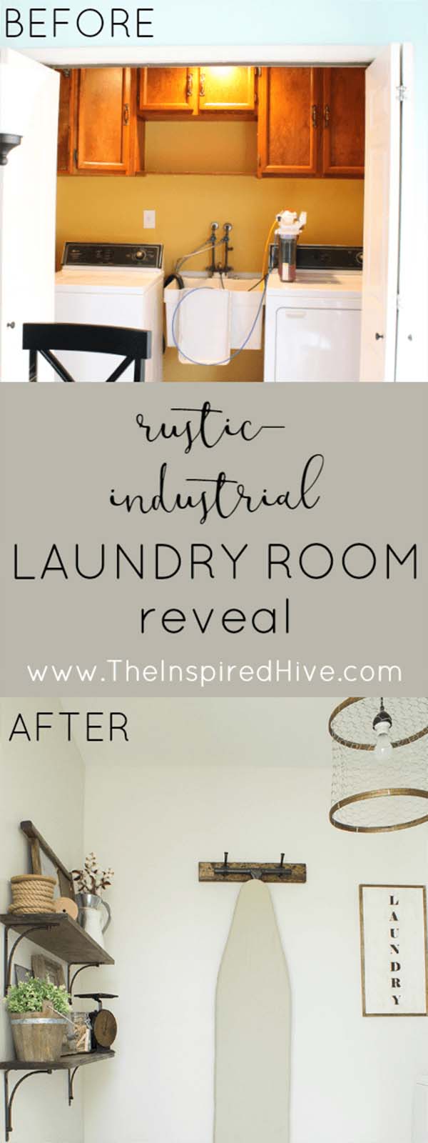 Drab and Dated to Fresh Farmhouse Look #laundryroom #makeover #decorhomeideas