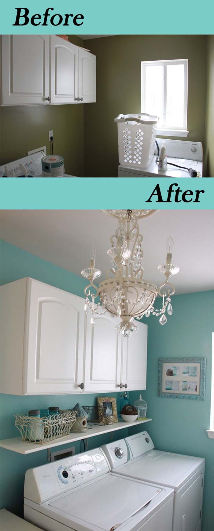 Fairytale Turquoise Laundry Room #laundryroom #makeover #decorhomeideas