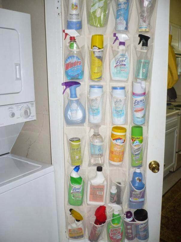 Fill a Shoe Organizer with Cleaning Supplies #storage #organization #decorhomeideas