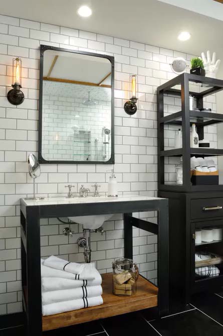 Industrial Subway Tile #bathroom #whiteshowertile #decorhomeideas