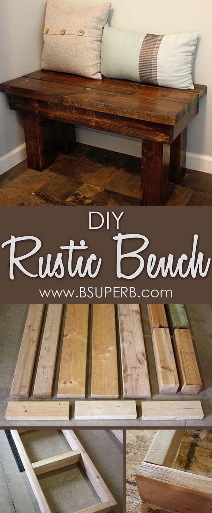 Inexpensive Rustic Wooden Bench Seat #entrywaybench #diy #decorhomeideas