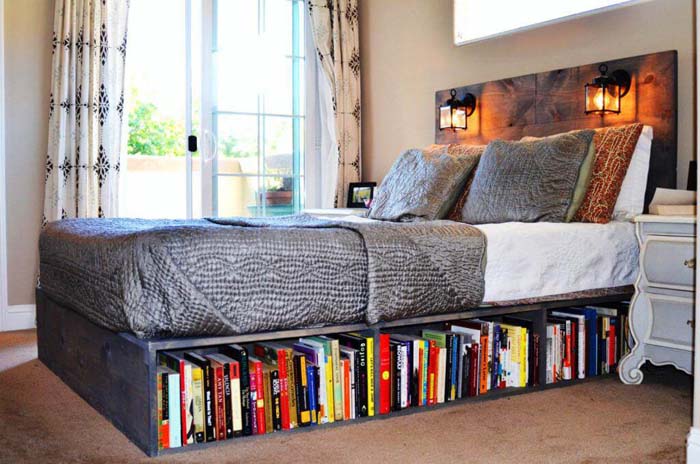 Install a Bookshelf Beneath the Bed #storage #organization #decorhomeideas