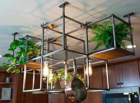 Kitchen Ceiling Pot Rack #kitchen #hacks #organization #decorhomeideas