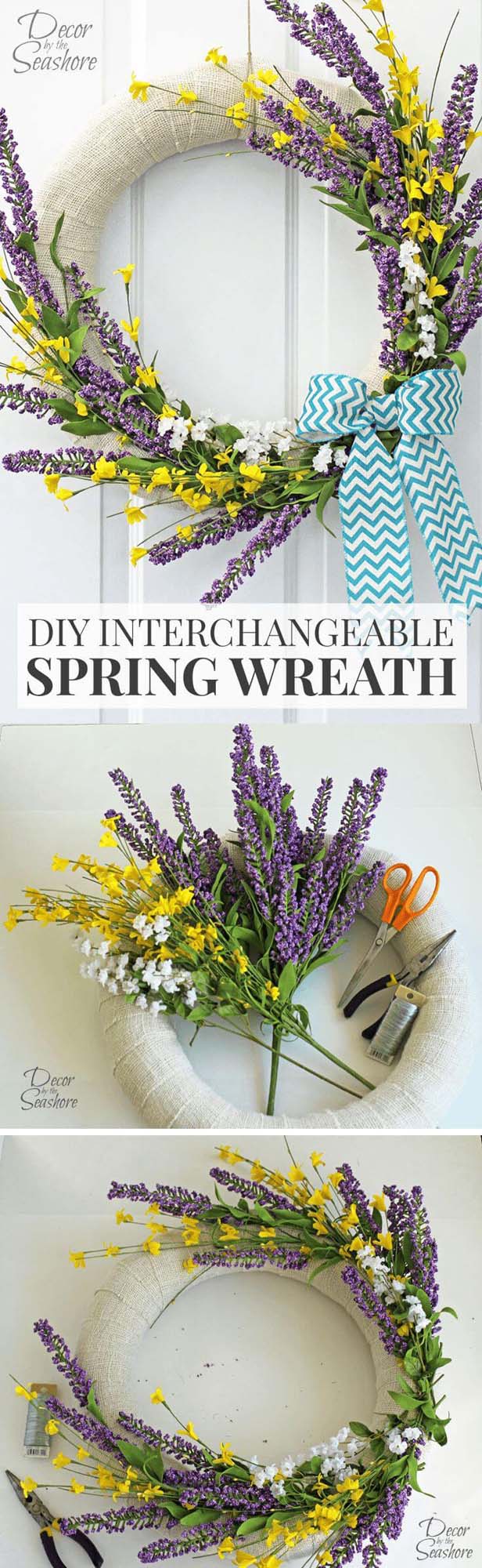 Lovely Lavender and Forsythia Wreath #springwreath #diy #decorhomeideas