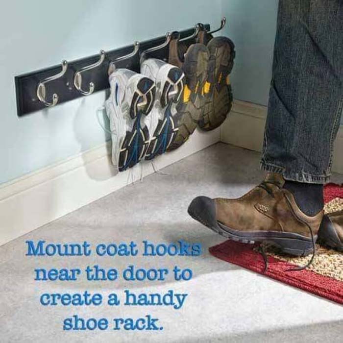 Low-Mounted Coat Rack for Entryway Shoe Storage #storage #organization #decorhomeideas