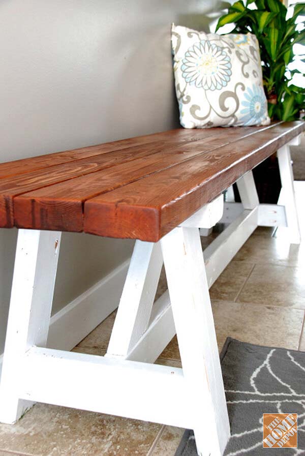 Minimalistic DIY Wooden Entryway Bench #entrywaybench #diy #decorhomeideas