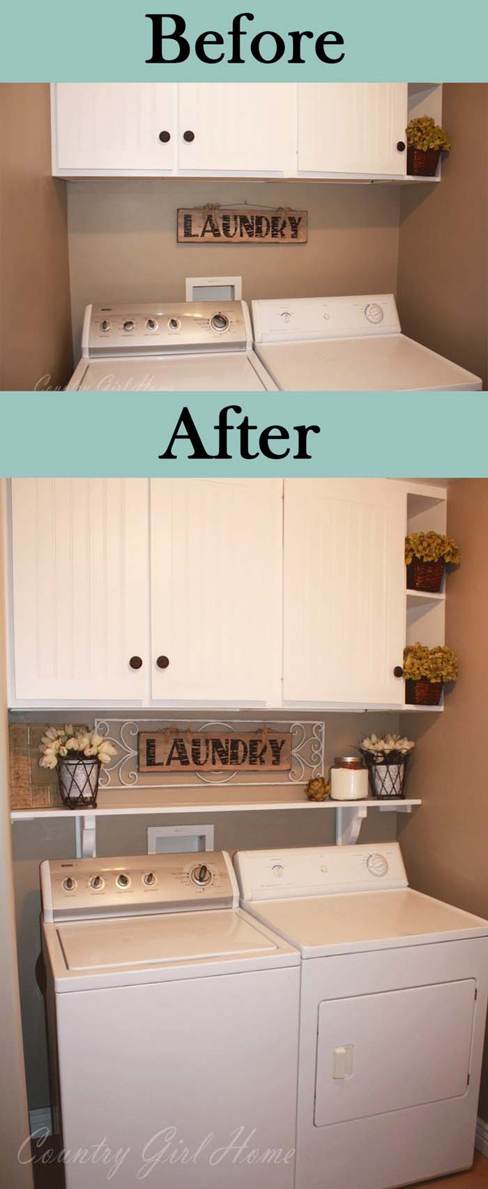 One Added Shelf can make All the Difference #laundryroom #makeover #decorhomeideas