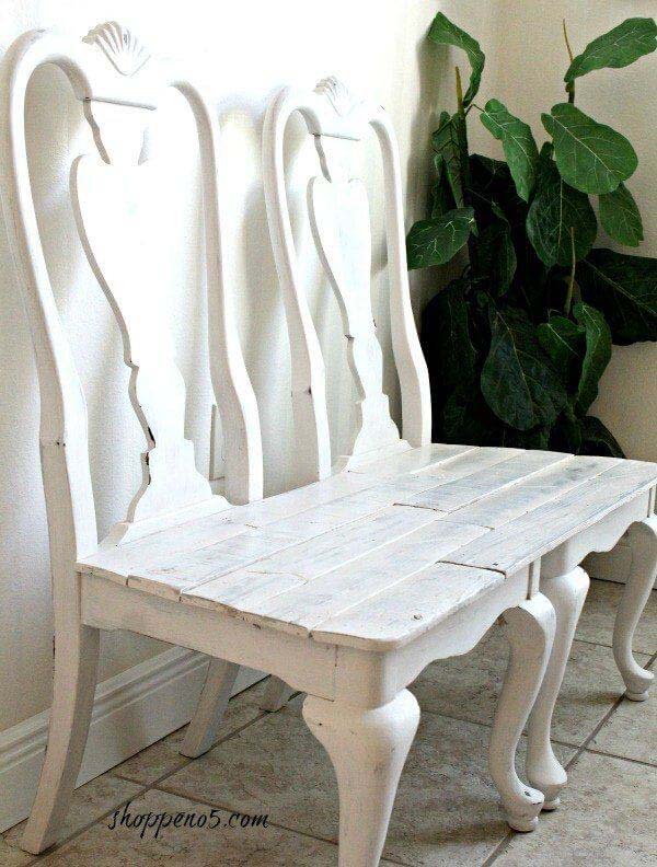 Recycled Shabby Chic Chair Bench #entrywaybench #diy #decorhomeideas