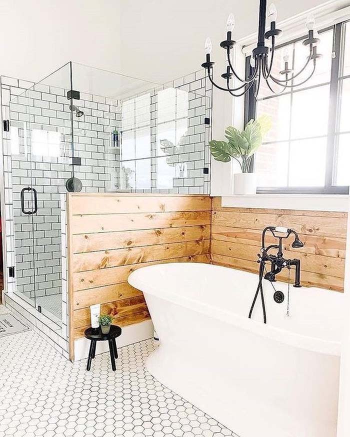 Shower White Subway Tile Black Grout #bathroom #whiteshowertile #decorhomeideas