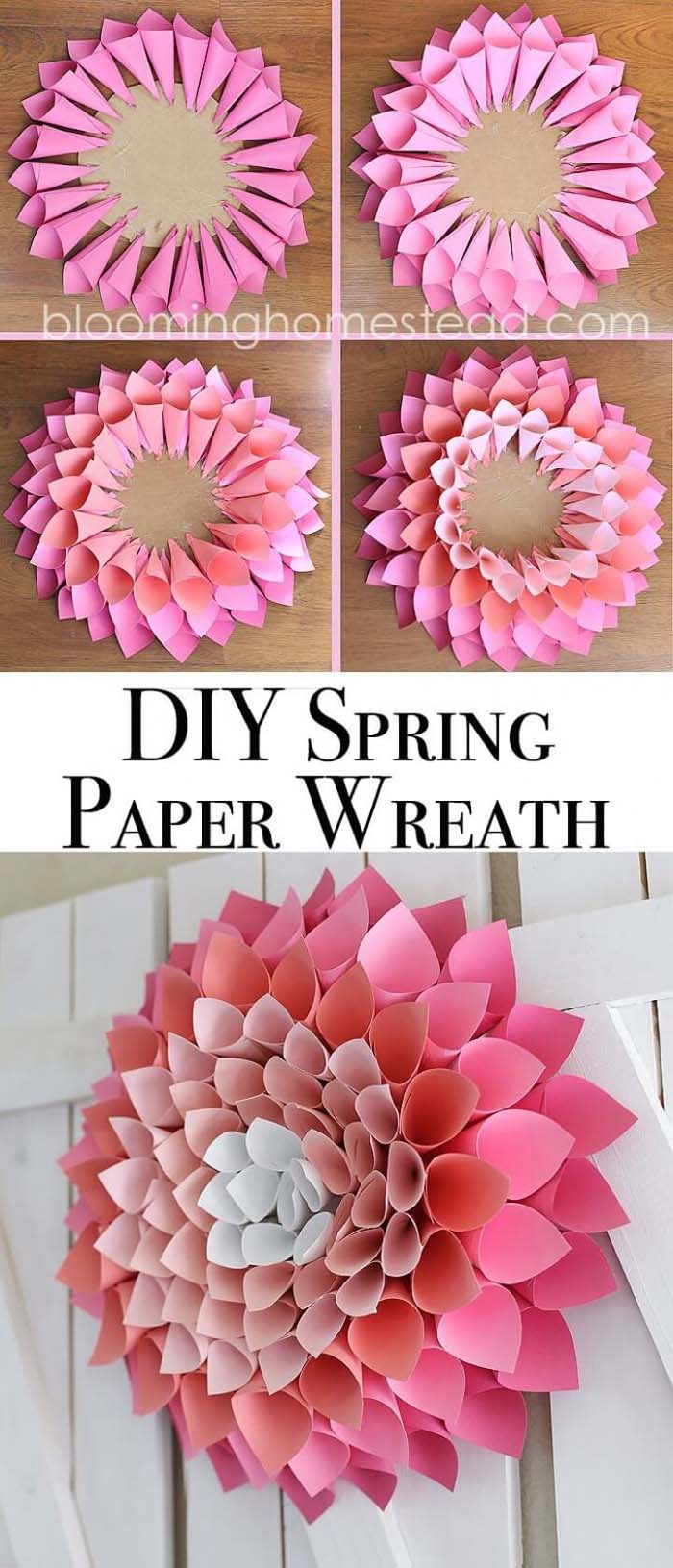 Simple Paper Cones Make a DIY Dahlia #springwreath #diy #decorhomeideas