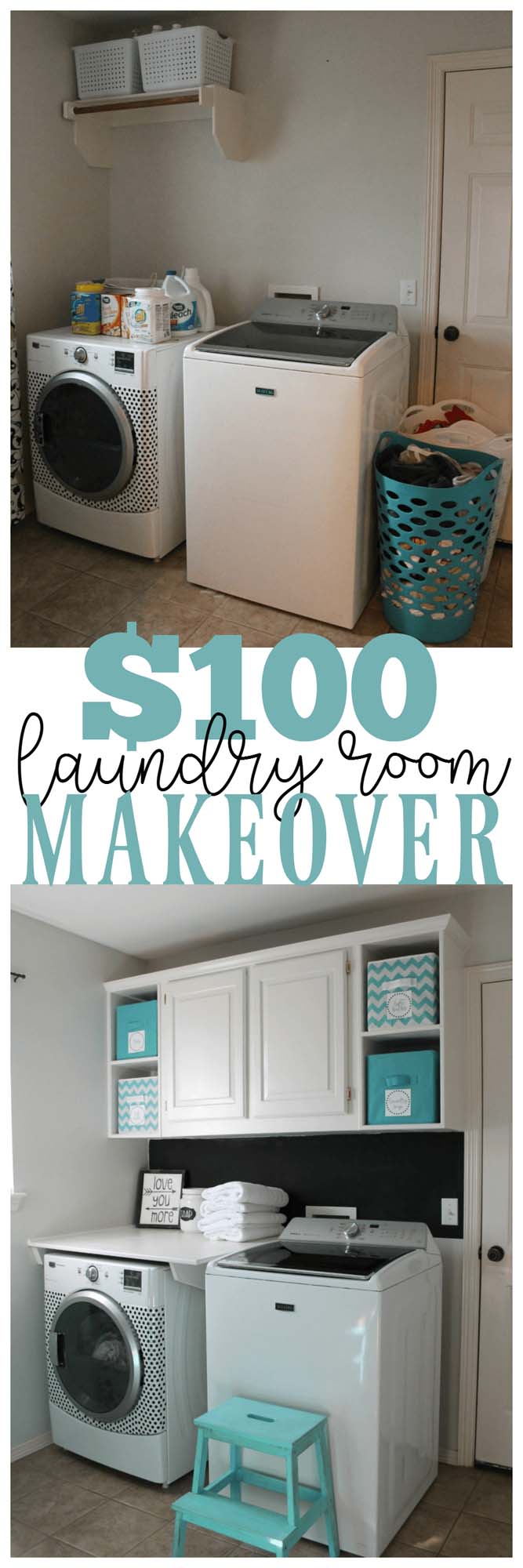 Simple yet Effective Cabinet Addition #laundryroom #makeover #decorhomeideas