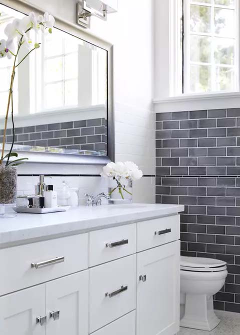 Slate Subway Tile #bathroom #whiteshowertile #decorhomeideas