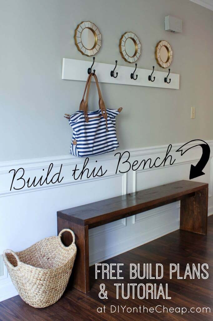 Sleek Solid Wooden Bench Seat #entrywaybench #diy #decorhomeideas