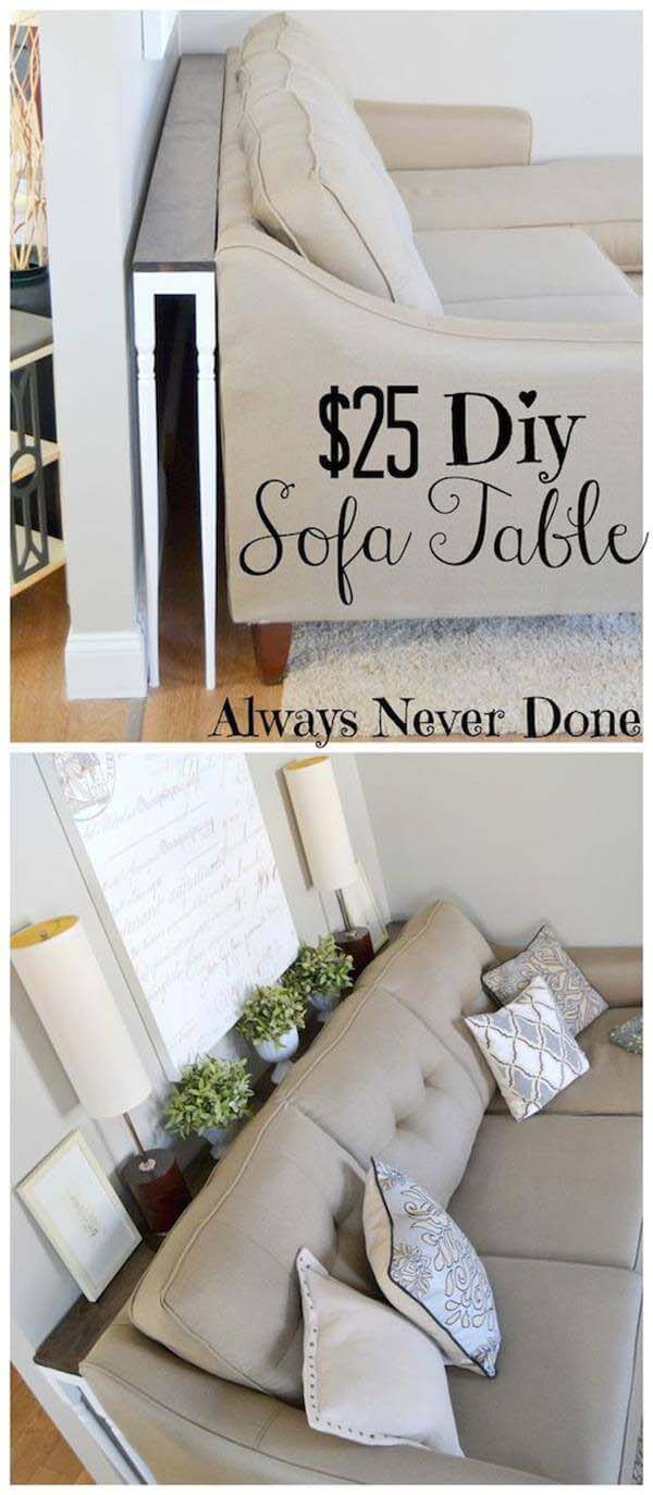 Slip a Slender Table Behind the Sofa #storage #organization #decorhomeideas