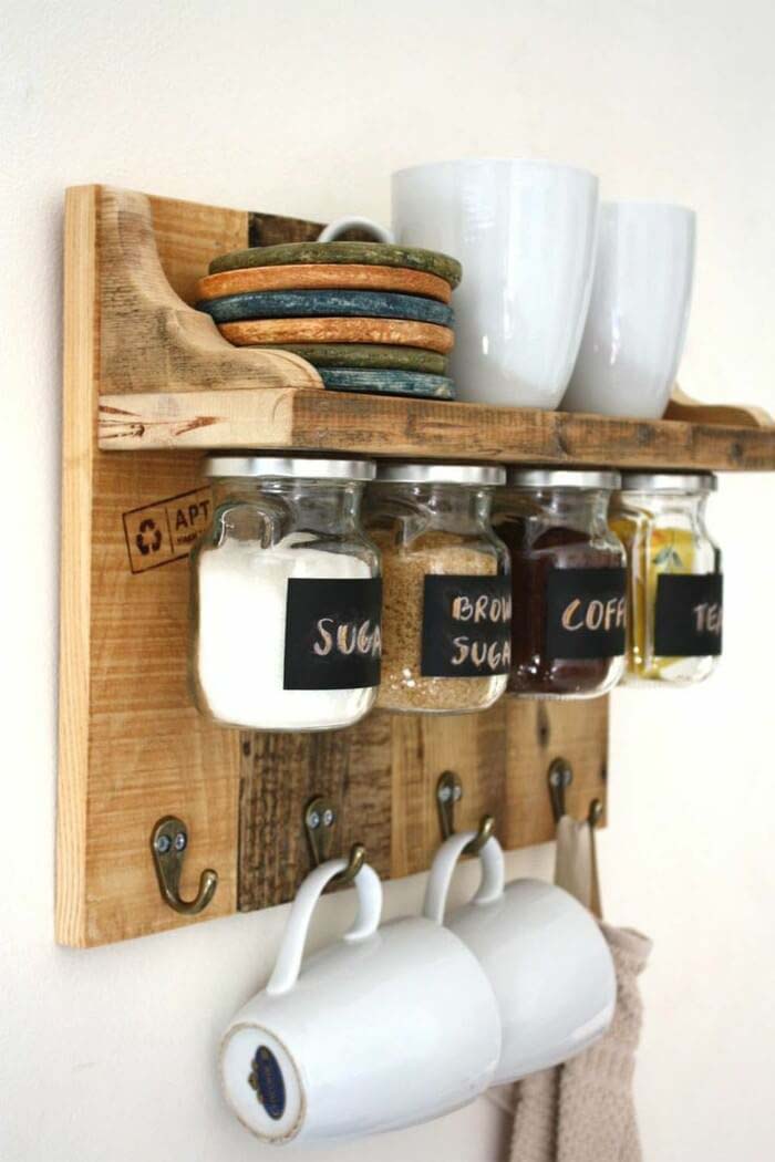 Space-Saving Jars Mounted Under a Shelf #storage #organization #decorhomeideas