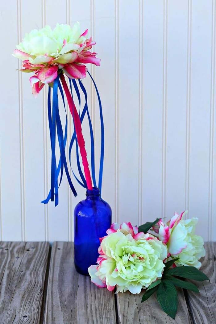 Spring Flower Wand with Ribbons #springdecor #dollarstore #decorhomeideas