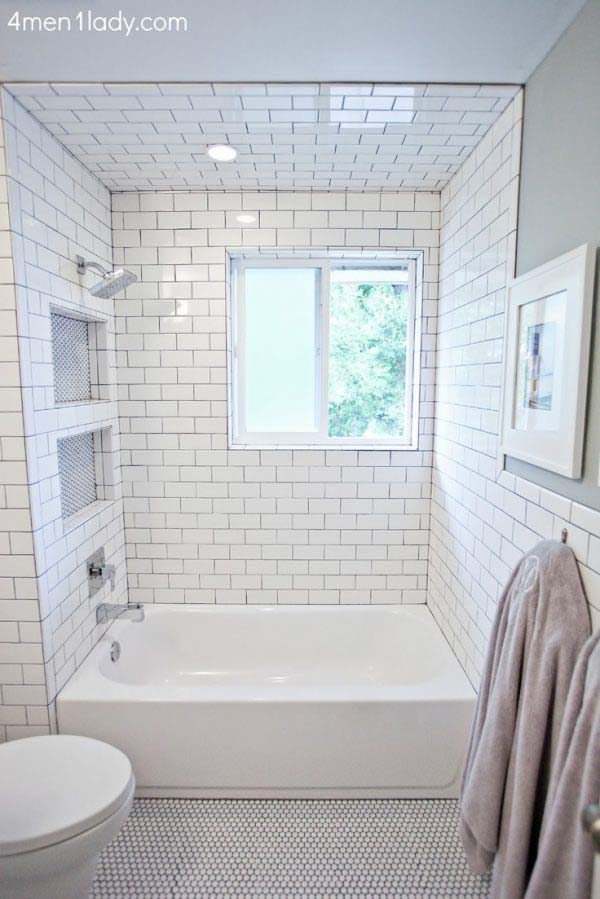 Subway Tile Bathroom With Shelving