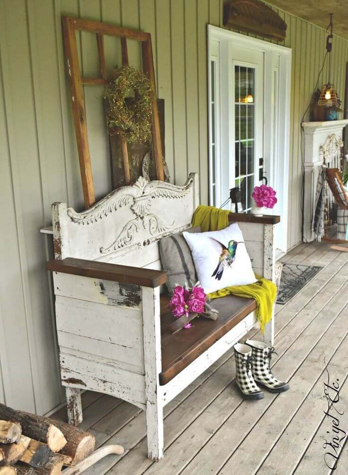 The Prettiest Shabby Chic Bench #rustic #porch #vintage #decorhomeideas