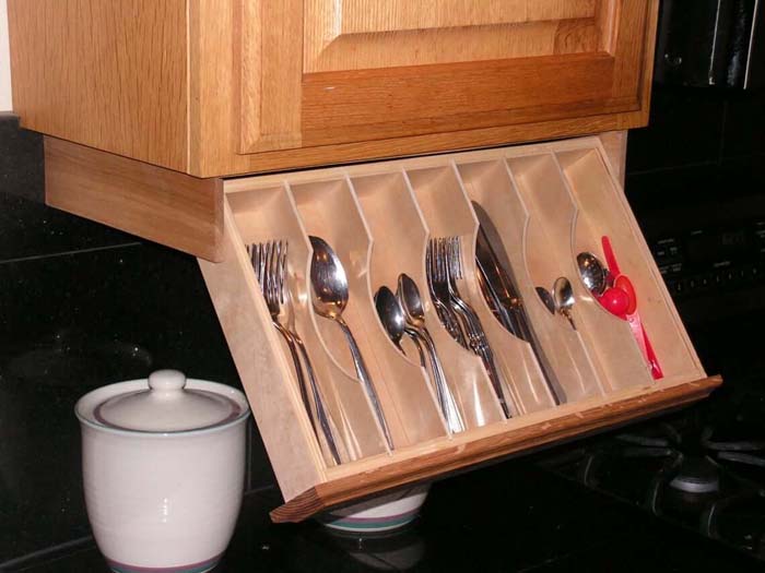 Under Cabinet Utensil Organizer Drawer #storage #organization #decorhomeideas