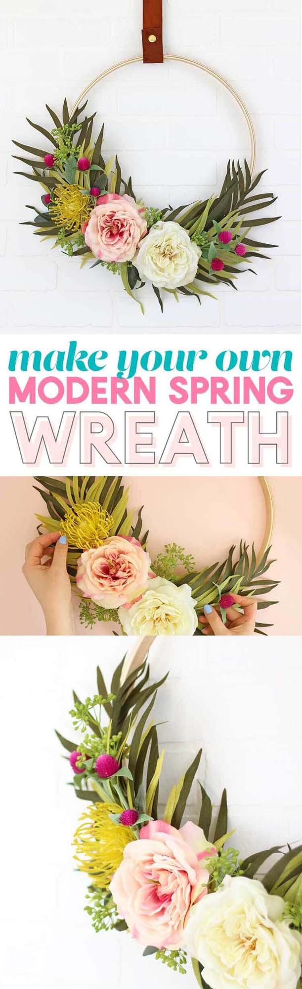 Unique Floral Combinations on a Hoop Wreath #springwreath #diy #decorhomeideas