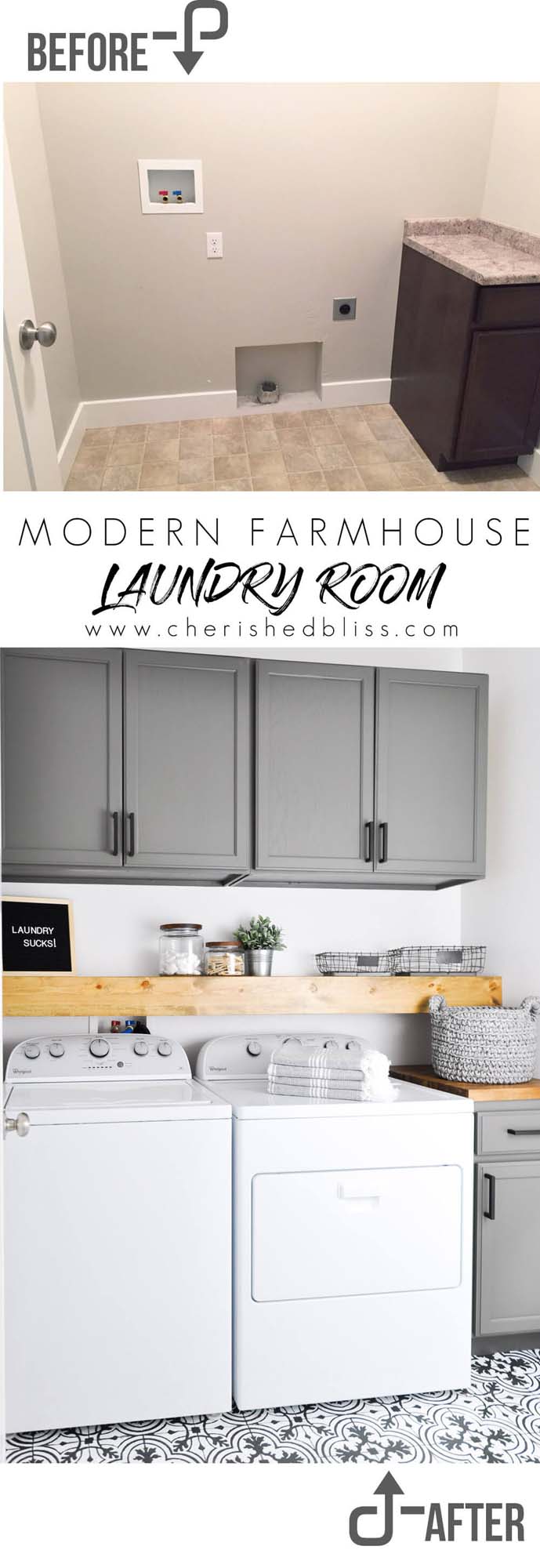 Updated Farmhouse Appeal #laundryroom #makeover #decorhomeideas