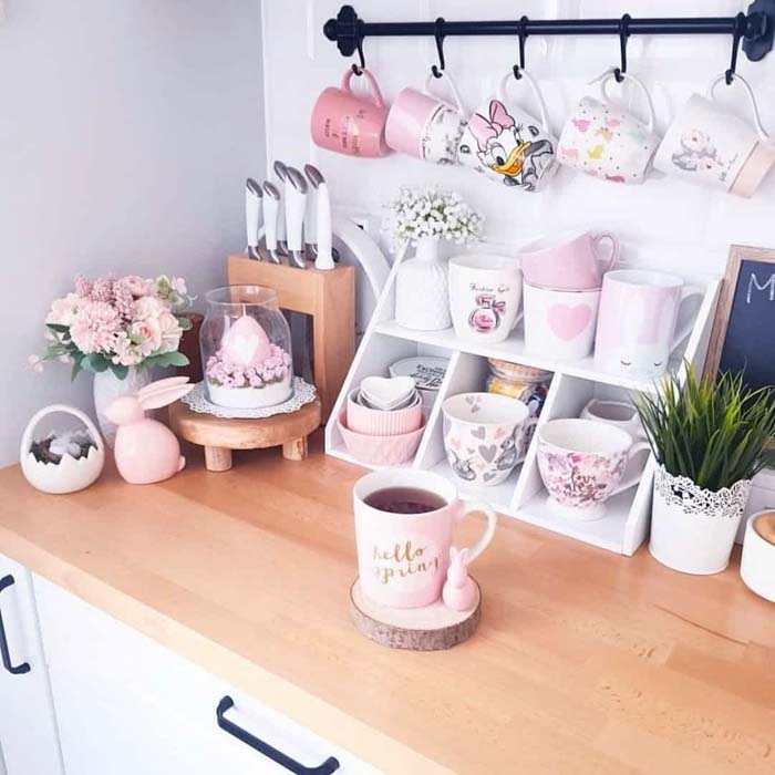 Wall Hooks & Shelving for Tea Time #kitchen #hacks #organization #decorhomeideas