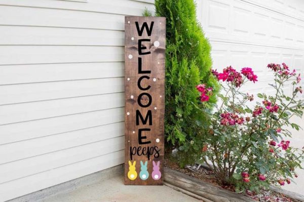 Welcome Peeps Spring Front Porch Sign #rustic #springdecor #porch #decorhomeideas