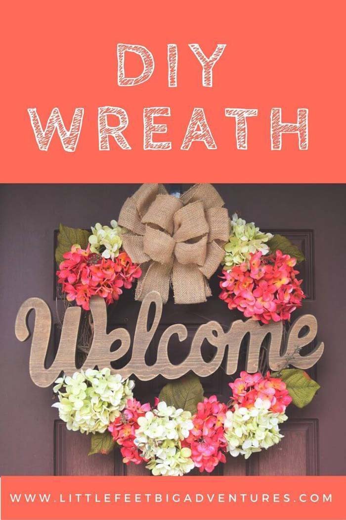 Welcoming Wreath with Pink and White Forsythia #springwreath #diy #decorhomeideas