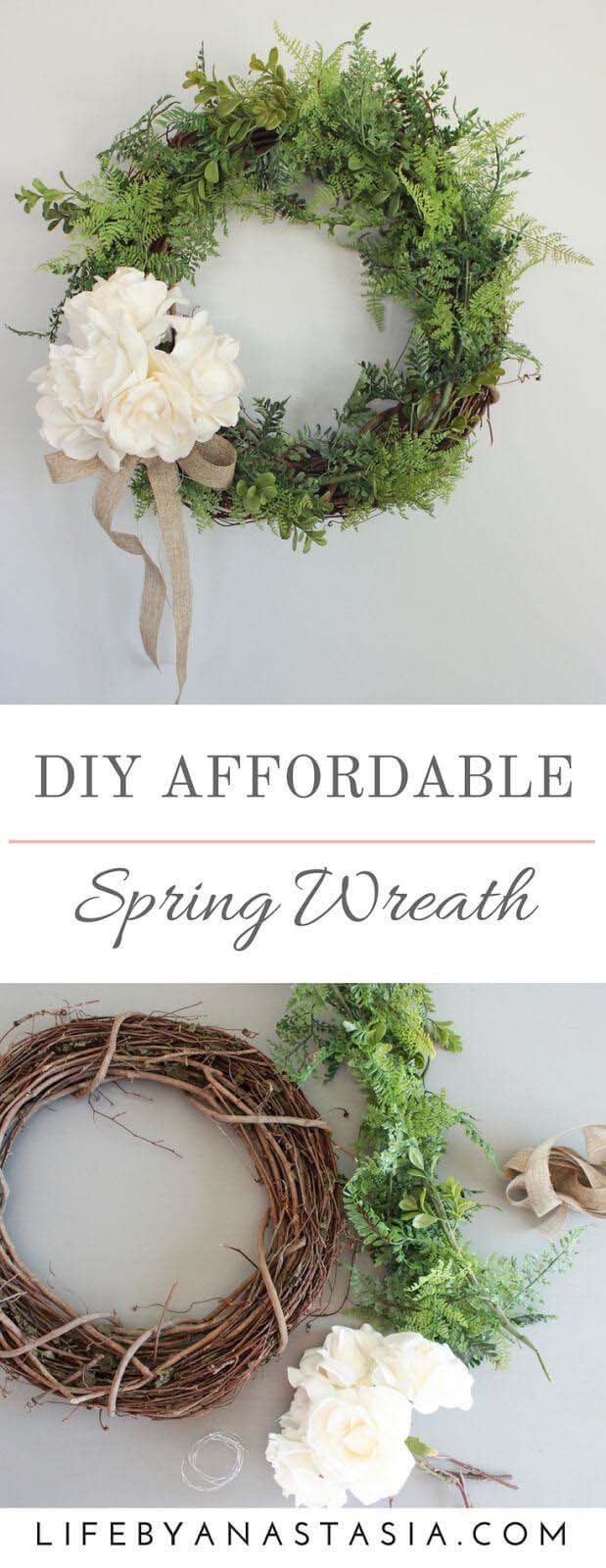 Wild Fern Wreath with a White Bouquet #springwreath #diy #decorhomeideas