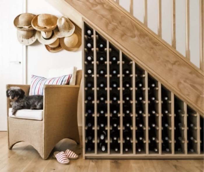 Wine Rack the Stairs #kitchen #hacks #organization #decorhomeideas