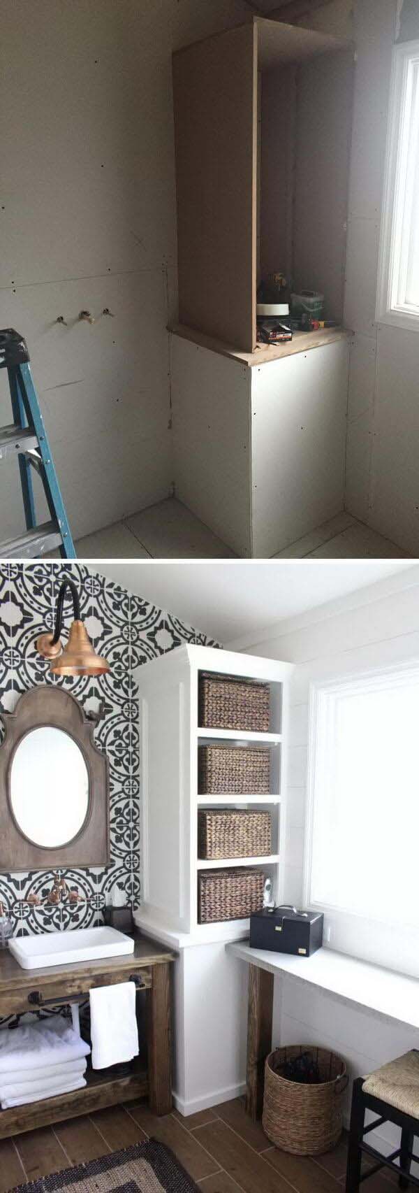 Beautiful Built-Ins Are Bargain Updates #bathroom #makeover #decorhomeideas