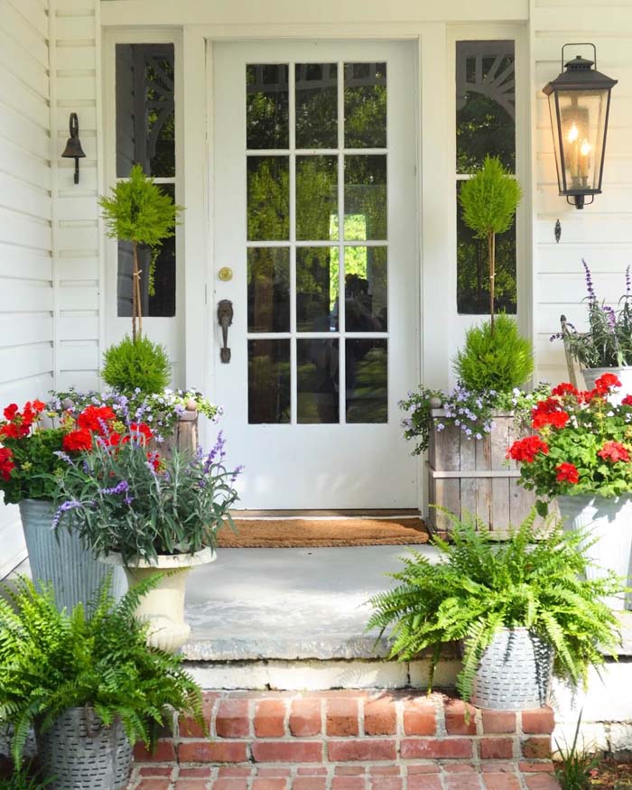 Big Windowed White Front Door #farmhouse #frontdoor #decorhomeideas