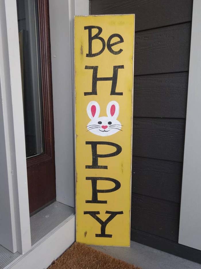 Bright and Cheerful “Be Hoppy” Sign #Easter #sign #decorhomeideas