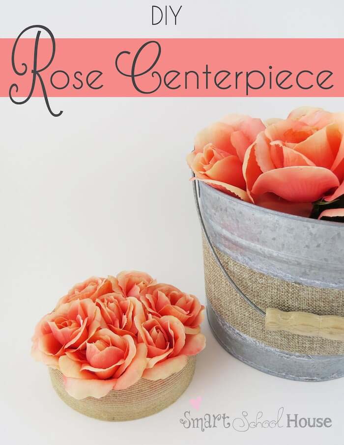 Centerpiece Made with Silk Roses and Burlap #floral #homedecor #decorhomeideas