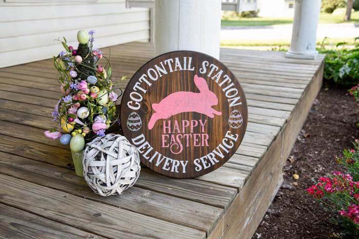 Cottontail Station Delivery Service Wooden Easter Sign #Easter #sign #decorhomeideas