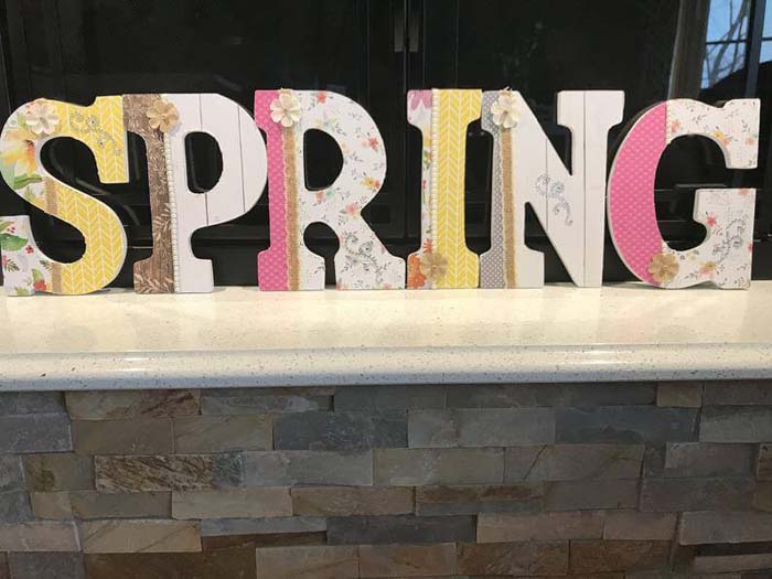 Decorated Wooden Letter Cutouts to Spell “Spring” #Easter #sign #decorhomeideas