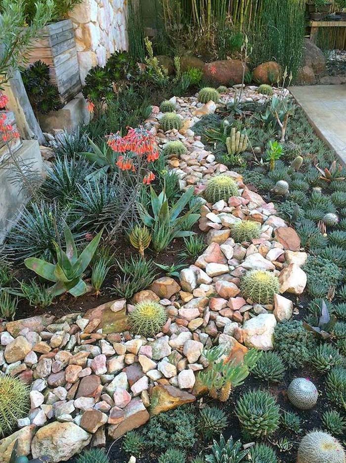 Desert Wonderland of Succulents and Stones #smallgarden #gardendesign #decorhomeideas