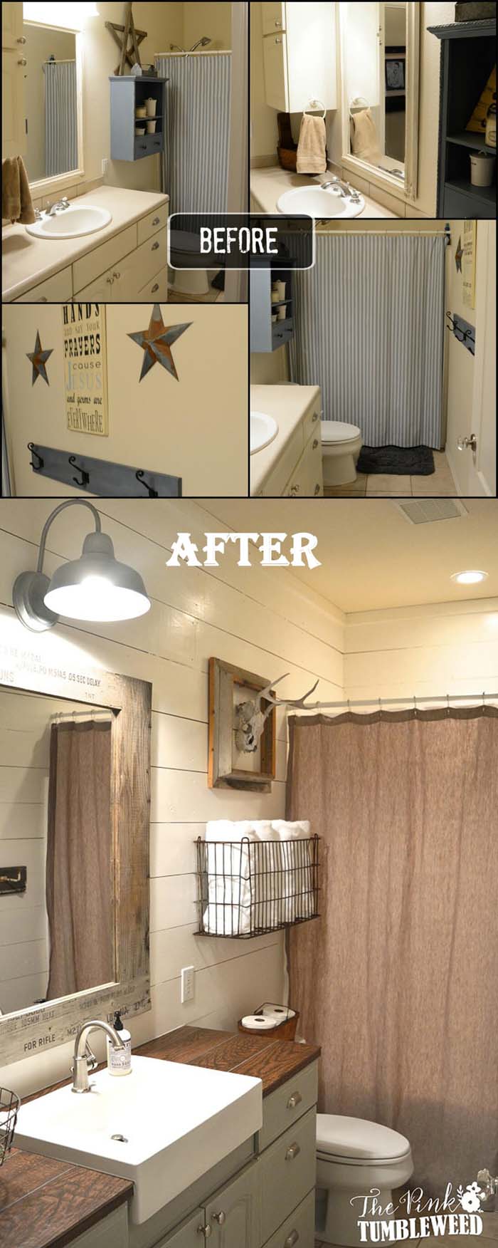 Exchange Dated Country for a Chic Western Theme #bathroom #makeover #decorhomeideas