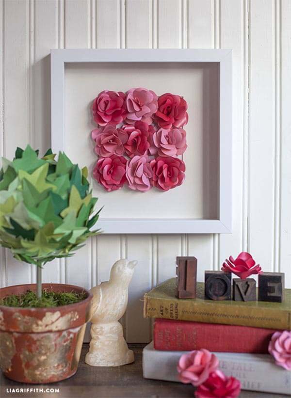 Framed Artwork of Paper Roses #floral #homedecor #decorhomeideas