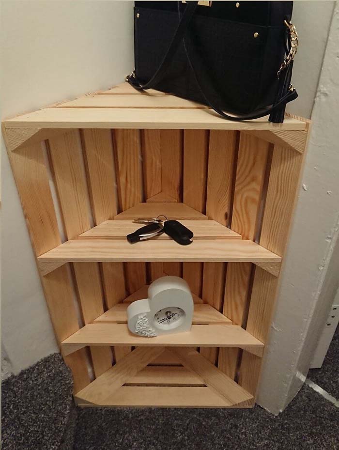 Fun and Crafty DIY Corner Shelf Idea #cornershelf #diy #decorhomeideas