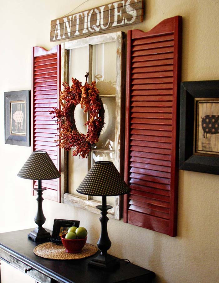 Great Rustic Entryway Décor Idea: Add a Pop of Color #rusticentryway #farmhouse #decor #decorhomeideas