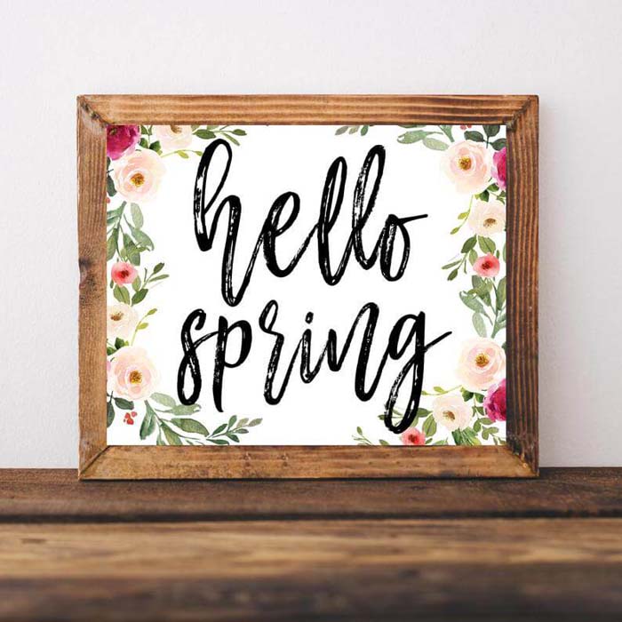 Hello spring flower sign Farmhouse Hello Spring sign small spring decor