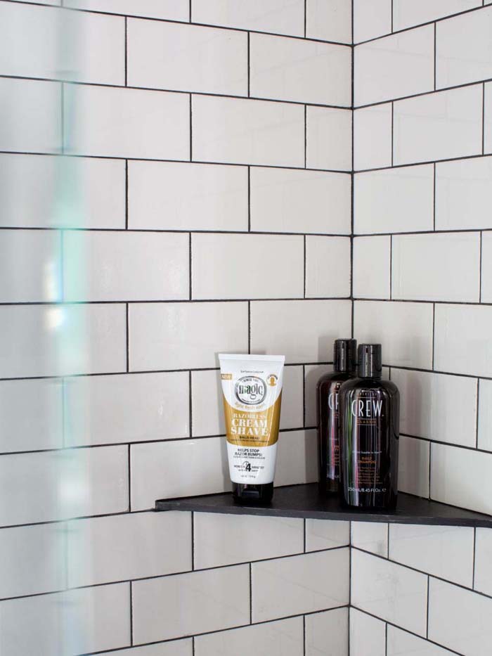 High Contrast Shelf In A Small Shower